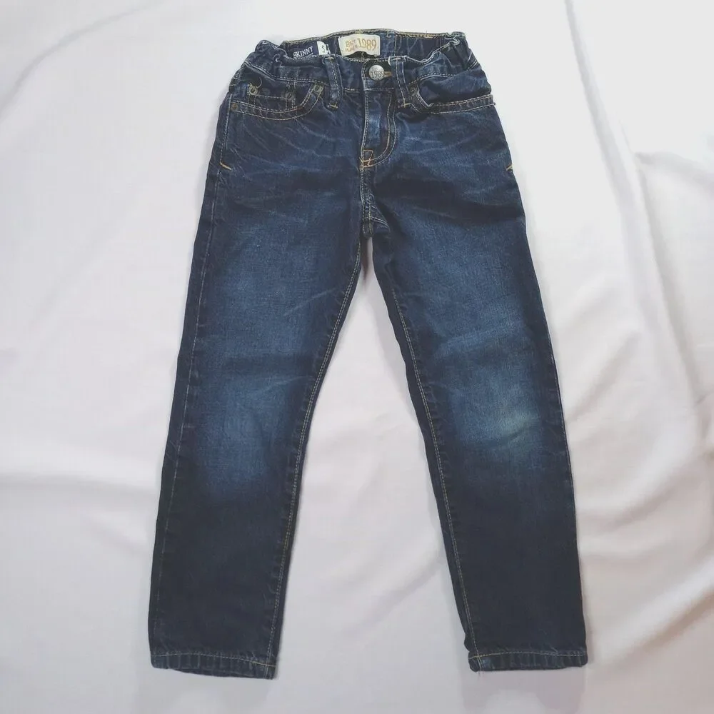 The Children's Place Skinny Jeans Adjustble Waist Denim Pants Cotton Dark Boys 5